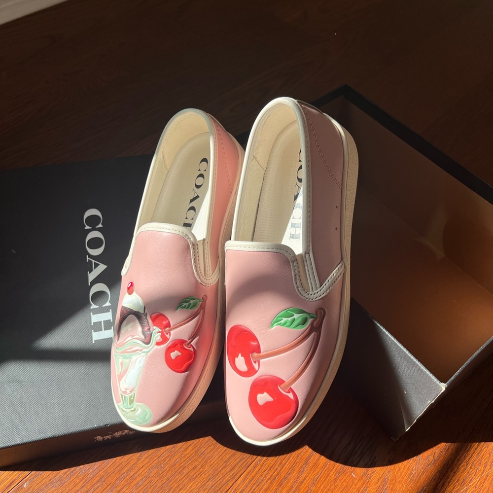 New in box cheery sundae slip on from coach